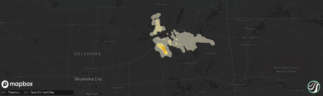 Hail map in Jenks, OK on July 14, 2016