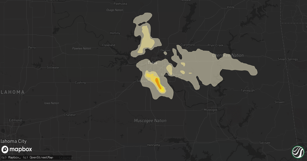 Hail map in Jenks, OK on July 14, 2016