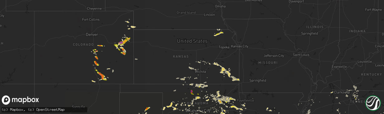 Hail map in Kansas on July 14, 2016