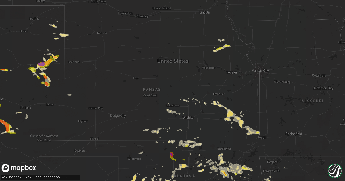 Hail map in Kansas on July 14, 2016