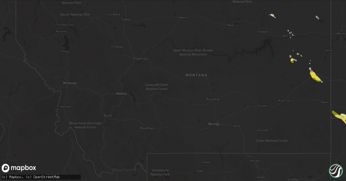 Hail map in Montana on July 14, 2016