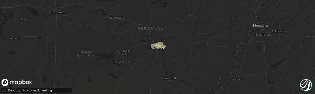 Hail map in North Little Rock, AR on July 14, 2016