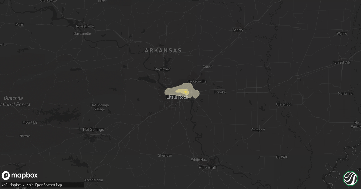 Hail map in North Little Rock, AR on July 14, 2016