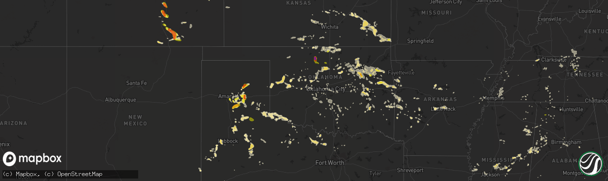 Hail map in Oklahoma on July 14, 2016