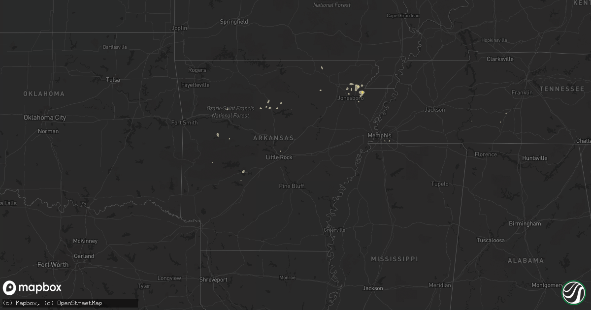 Hail map in Arkansas on July 14, 2017