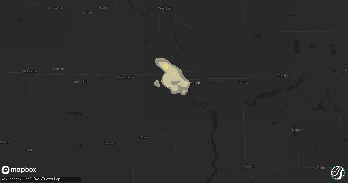 Hail map in Mandan, ND on July 14, 2017