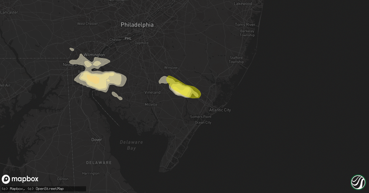 Hail map in Mays Landing, NJ on July 14, 2017