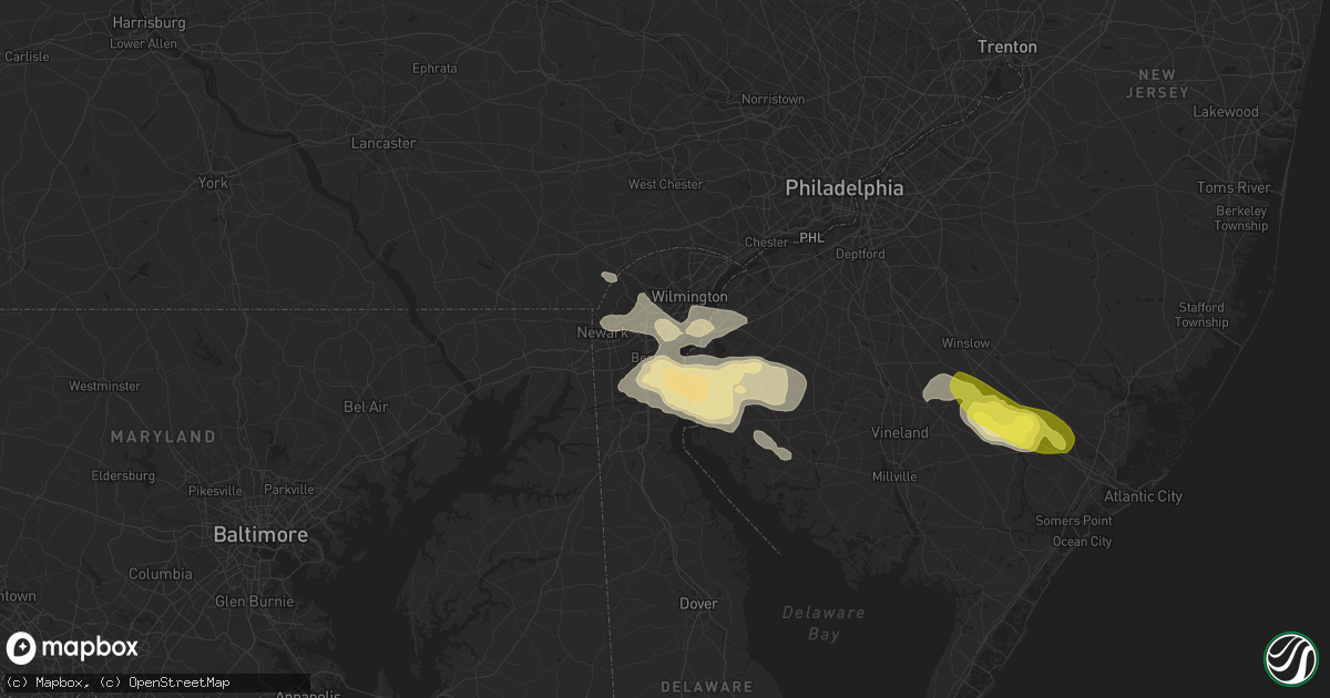 Hail map in New Castle, DE on July 14, 2017