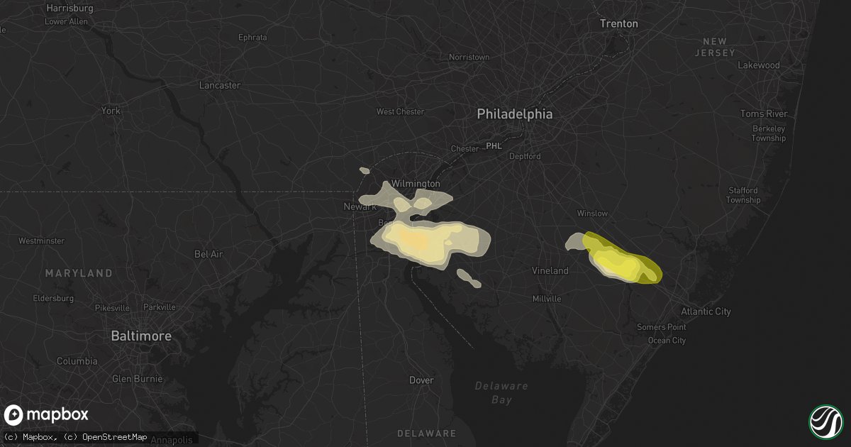 Hail map in Pennsville, NJ on July 14, 2017