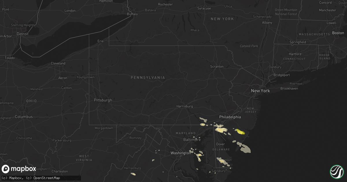 Hail map in Pennsylvania on July 14, 2017