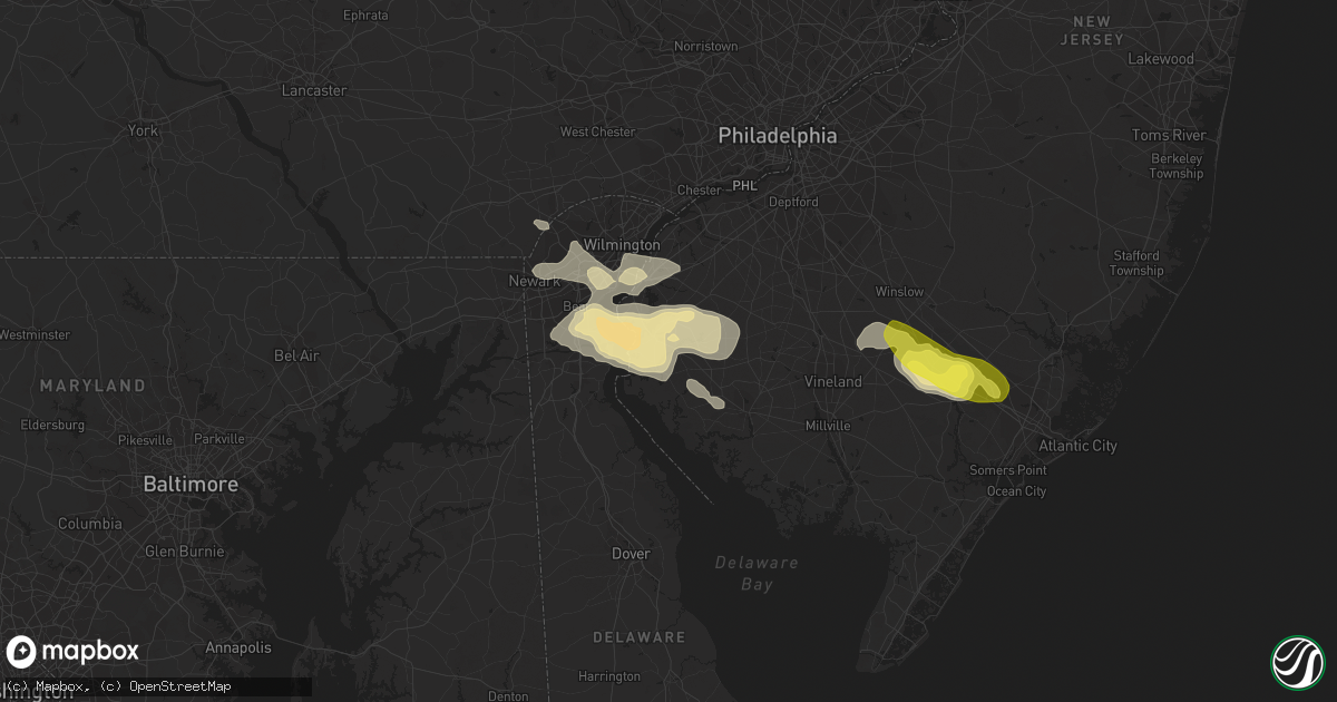 Hail map in Salem, NJ on July 14, 2017
