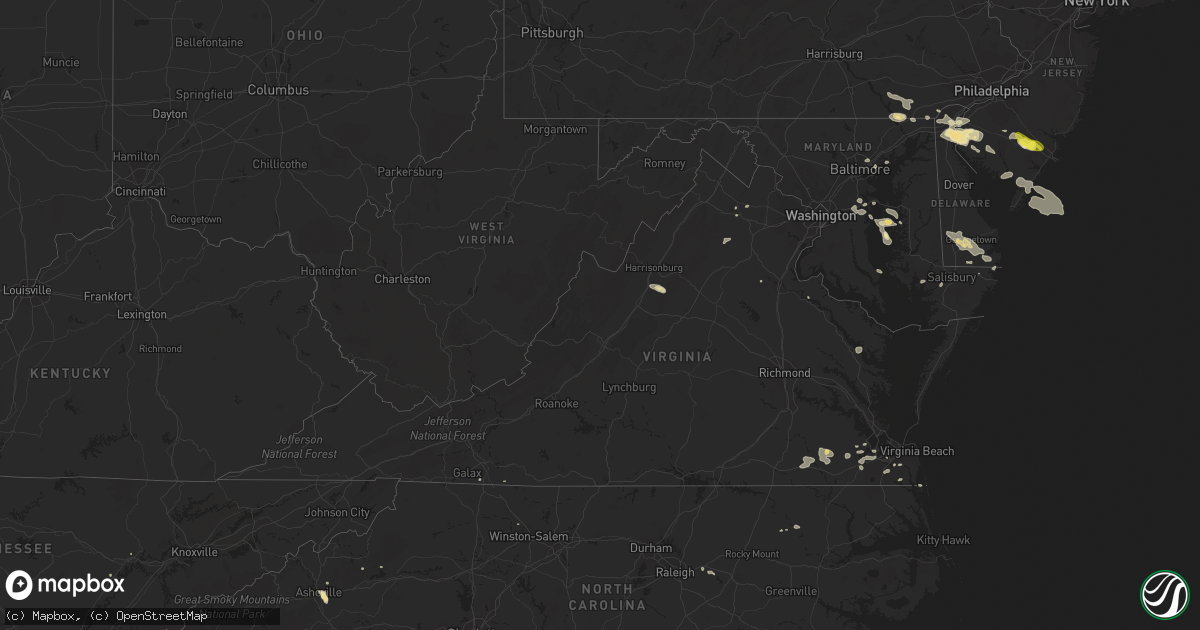 Hail map in Virginia on July 14, 2017