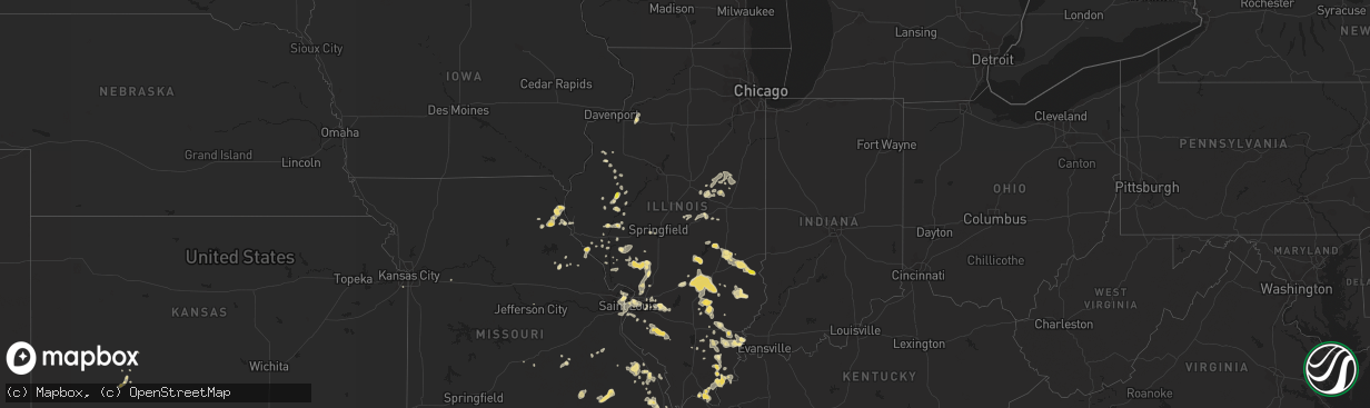 Hail map in Illinois on July 14, 2018