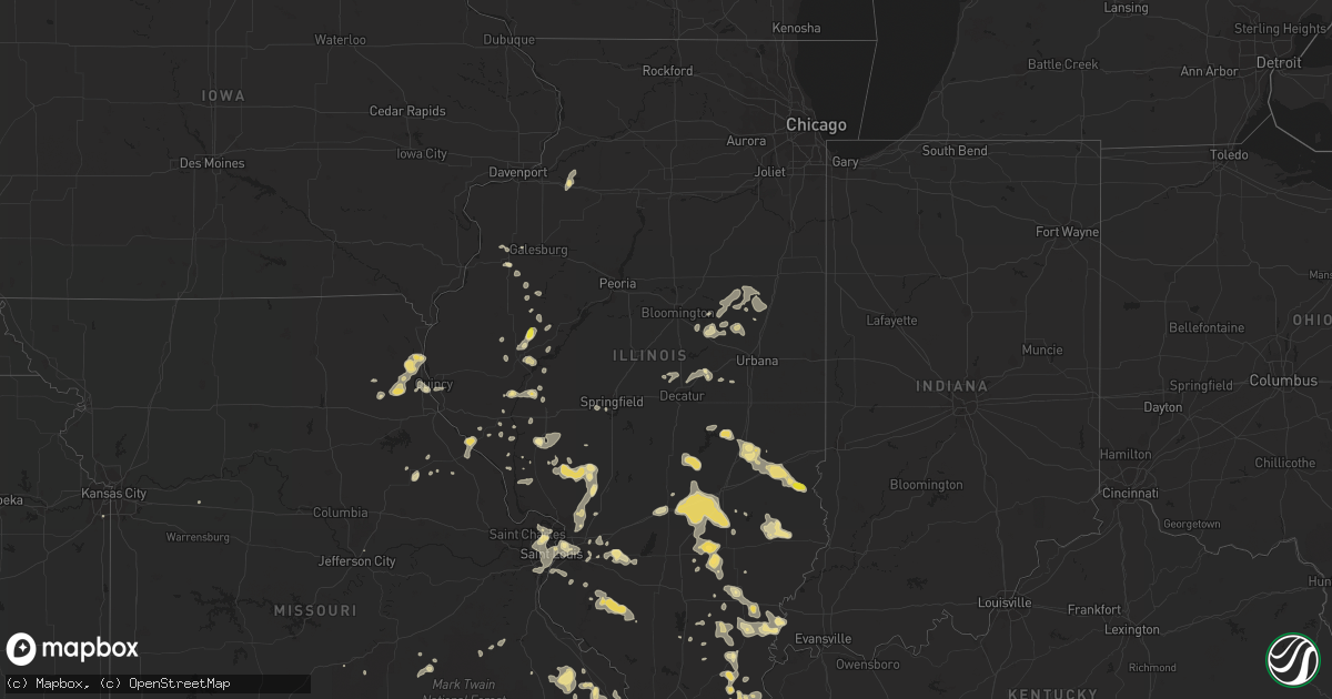 Hail map in Illinois on July 14, 2018