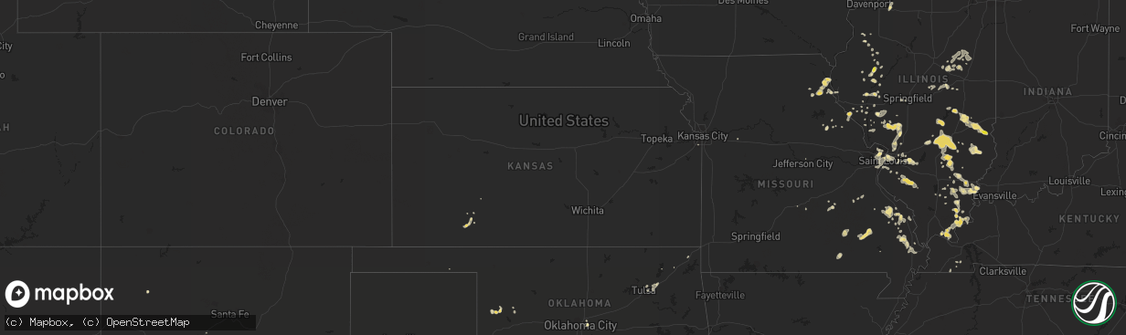 Hail map in Kansas on July 14, 2018