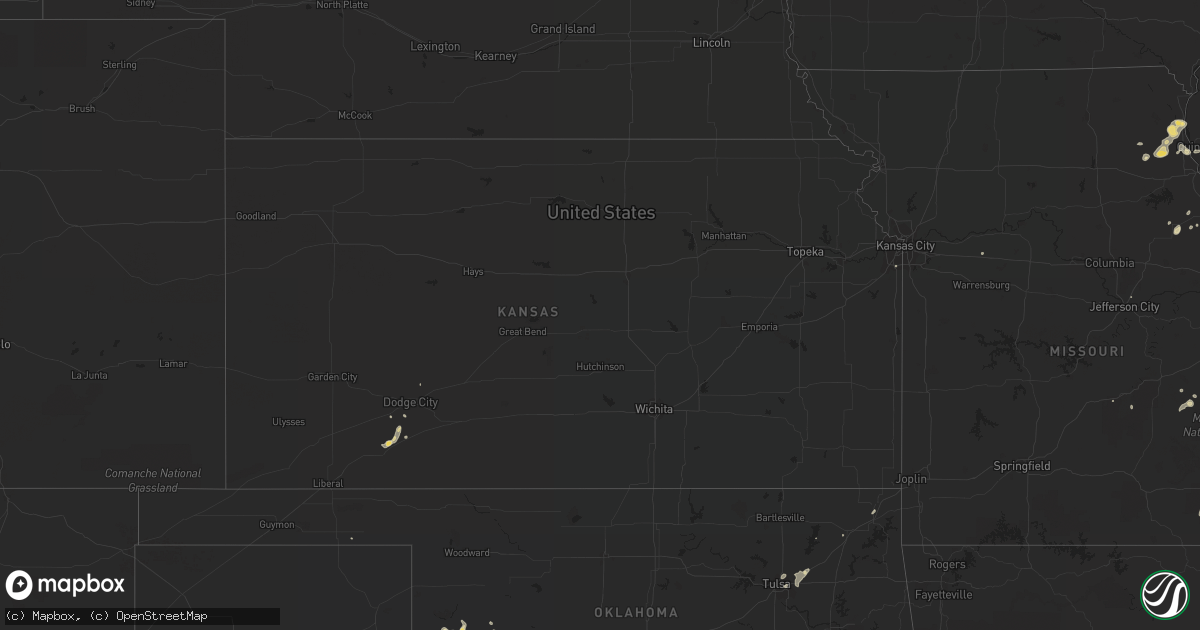 Hail map in Kansas on July 14, 2018
