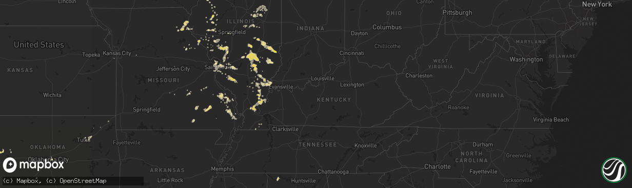 Hail map in Kentucky on July 14, 2018