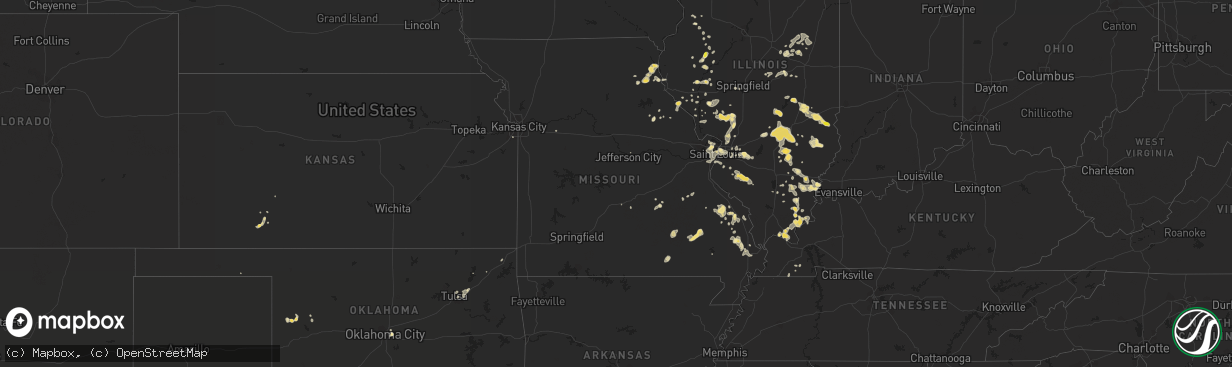 Hail map in Missouri on July 14, 2018