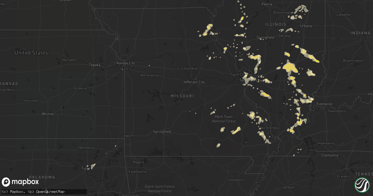 Hail map in Missouri on July 14, 2018