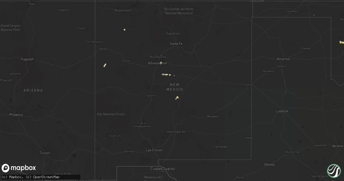 Hail map in New Mexico on July 14, 2018