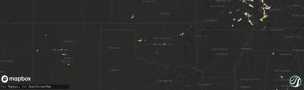 Hail map in Oklahoma on July 14, 2018