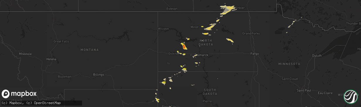 Hail map on July 14, 2018