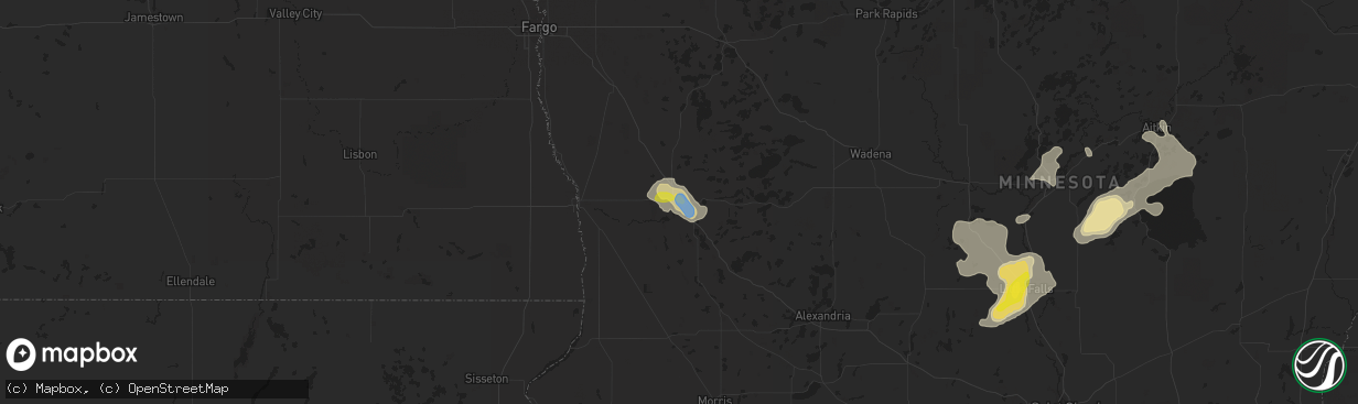 Hail map in Fergus Falls, MN on July 14, 2019