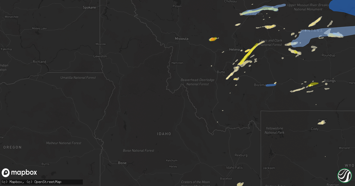Hail map in Idaho on July 14, 2019