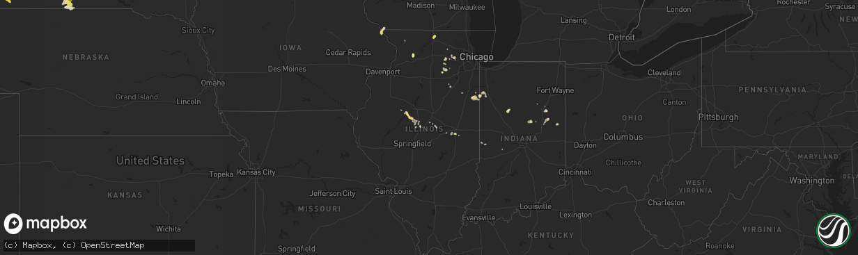 Hail map in Illinois on July 14, 2019