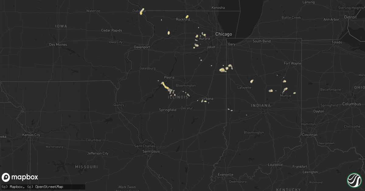 Hail map in Illinois on July 14, 2019