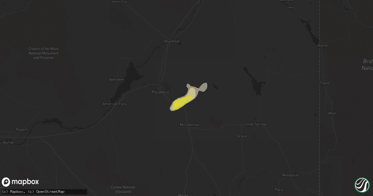 Hail map in Inkom, ID on July 14, 2019