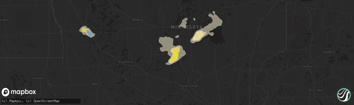 Hail map in Little Falls, MN on July 14, 2019