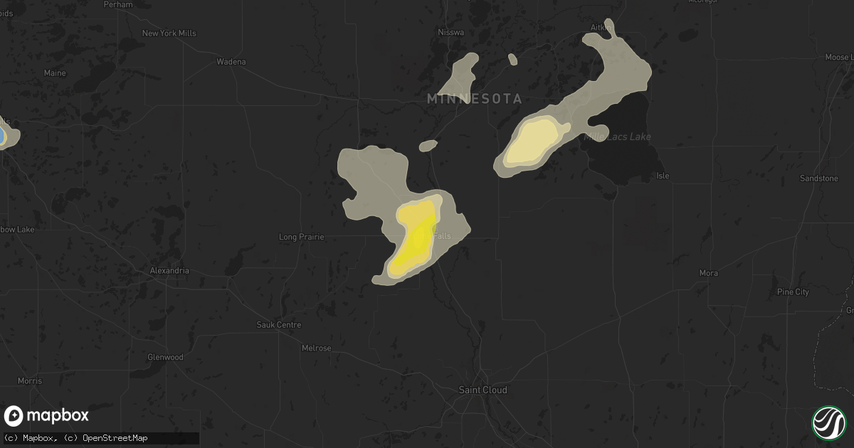 Hail map in Little Falls, MN on July 14, 2019