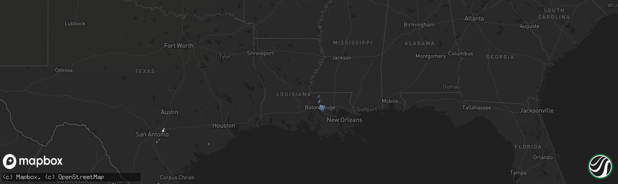 Hail map in Louisiana on July 14, 2019