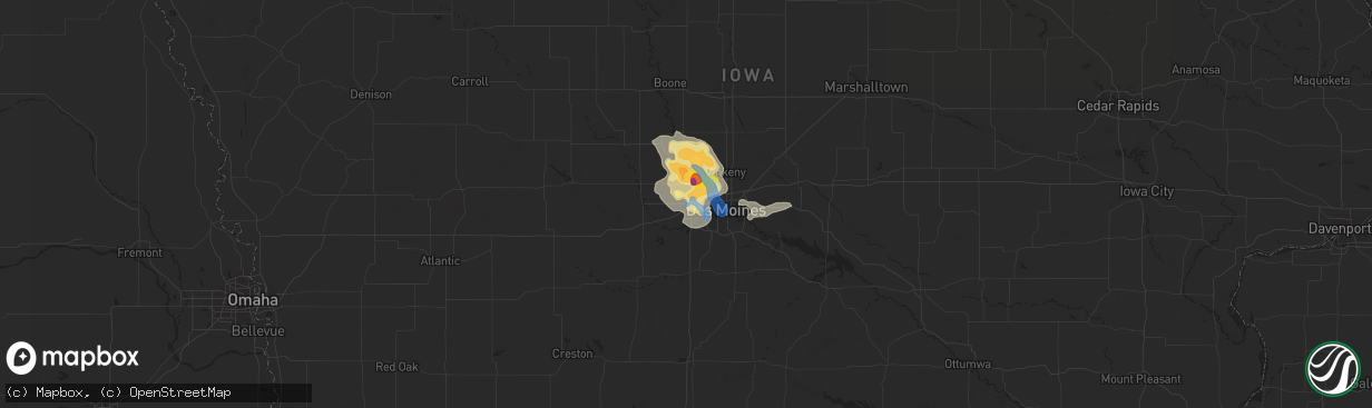 Hail map in Clive, IA on July 14, 2020