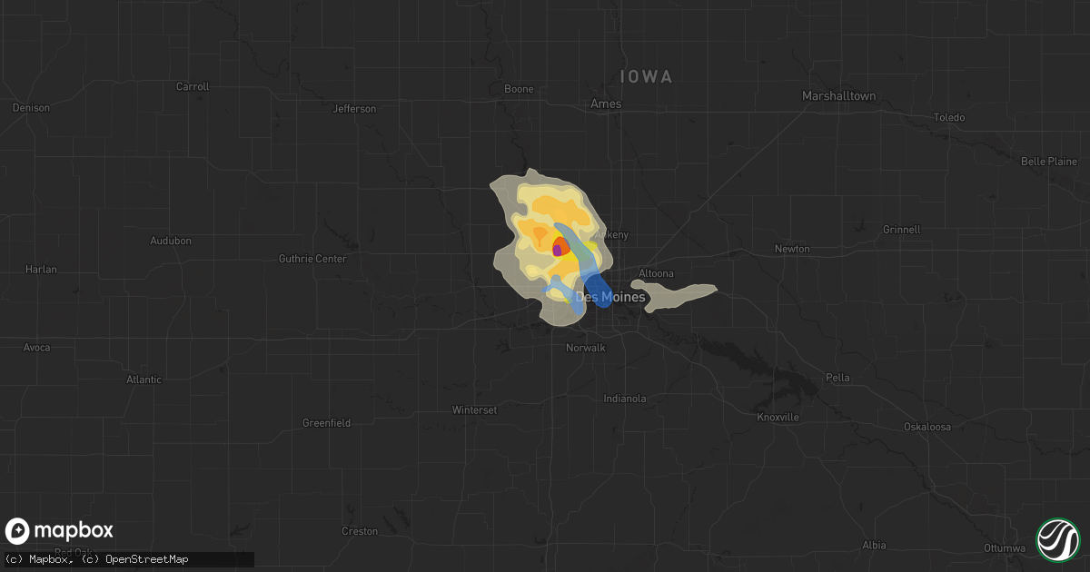 Hail map in Clive, IA on July 14, 2020