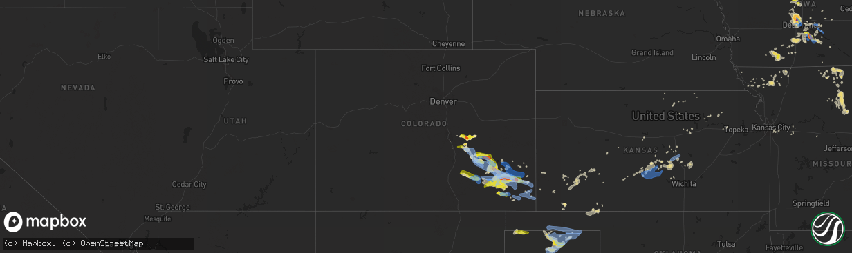 Hail map in Colorado on July 14, 2020