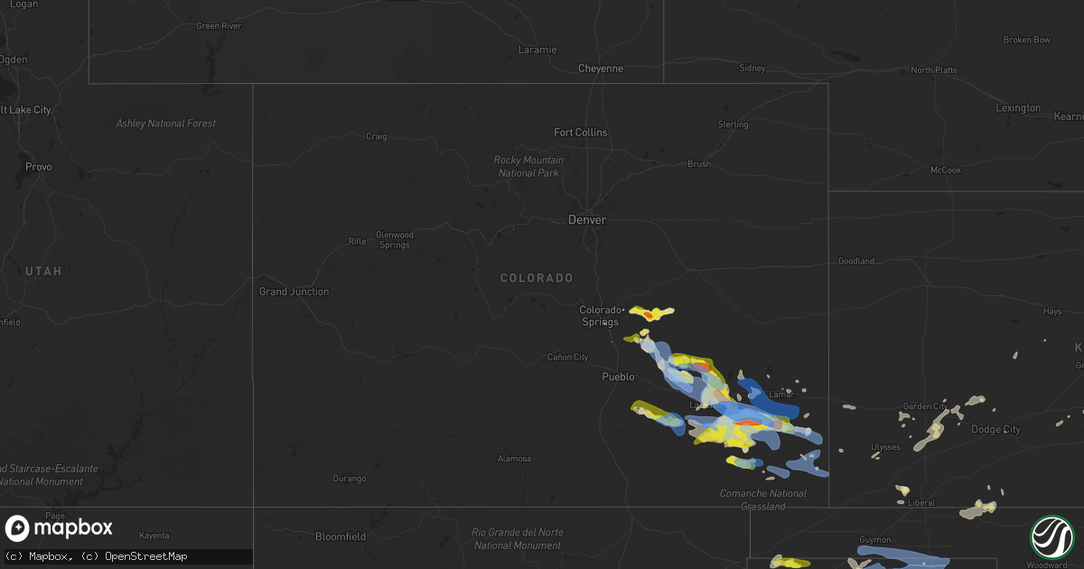 Hail map in Colorado on July 14, 2020