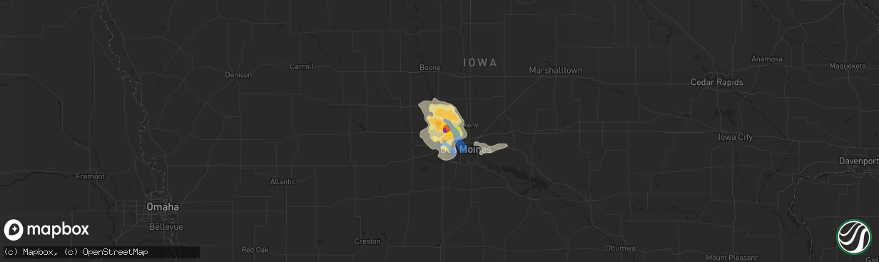 Hail map in Grimes, IA on July 14, 2020