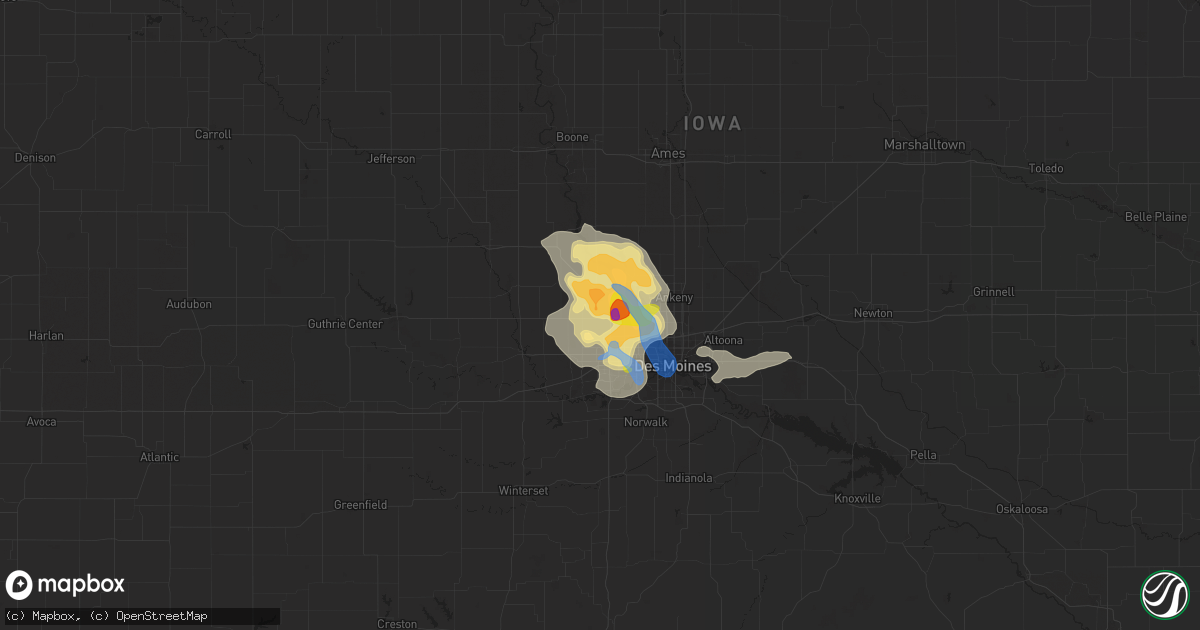 Hail map in Grimes, IA on July 14, 2020