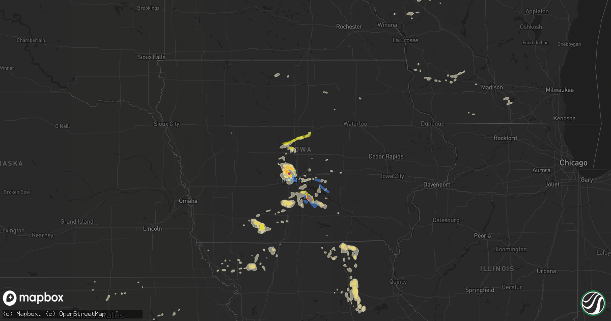 Hail map in Iowa on July 14, 2020