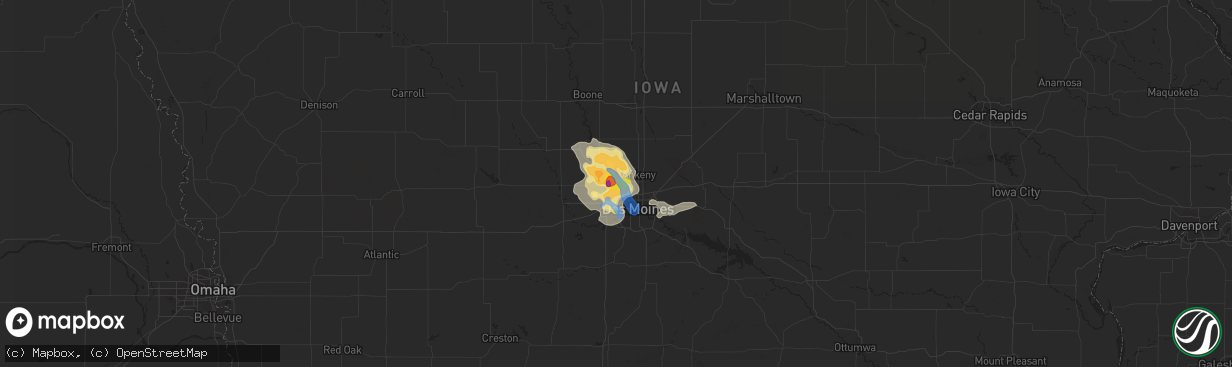 Hail map in Johnston, IA on July 14, 2020