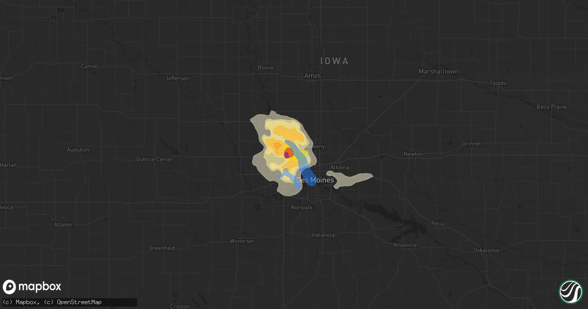 Hail map in Johnston, IA on July 14, 2020