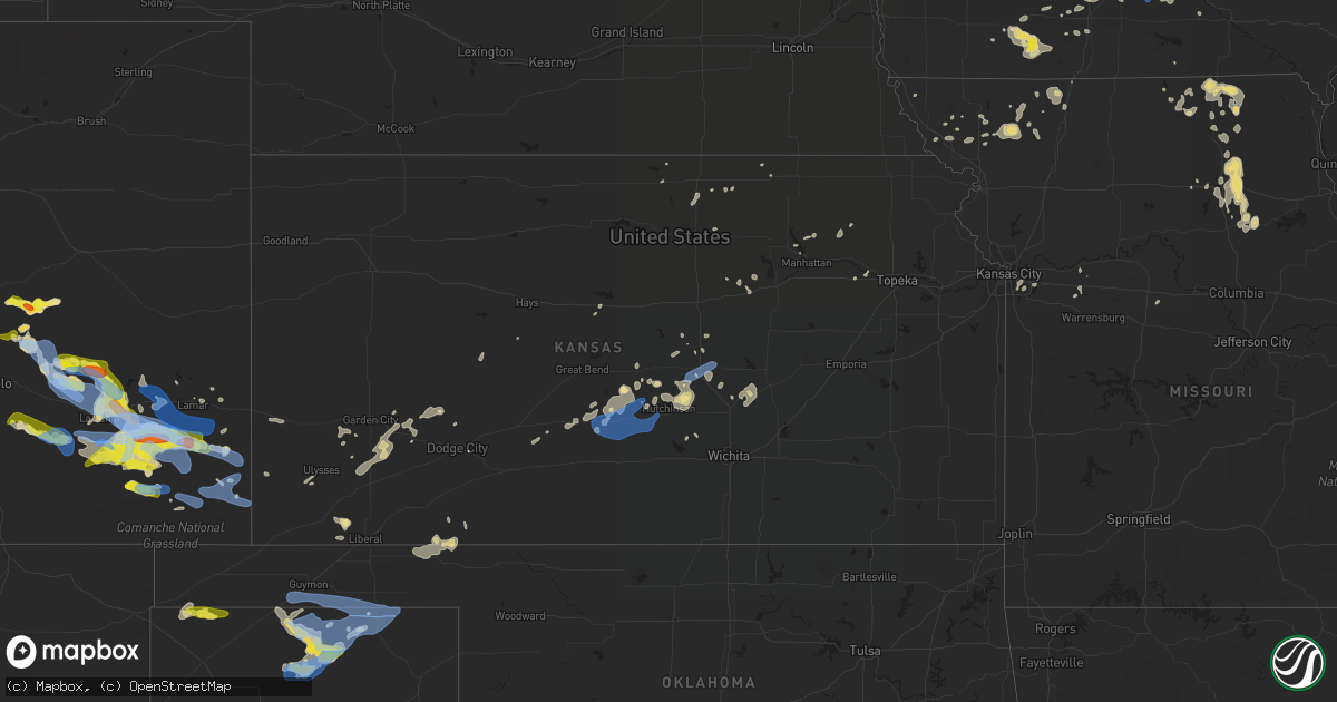 Hail map in Kansas on July 14, 2020