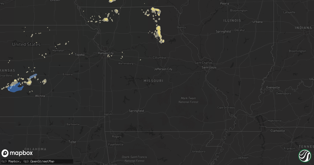 Hail map in Missouri on July 14, 2020