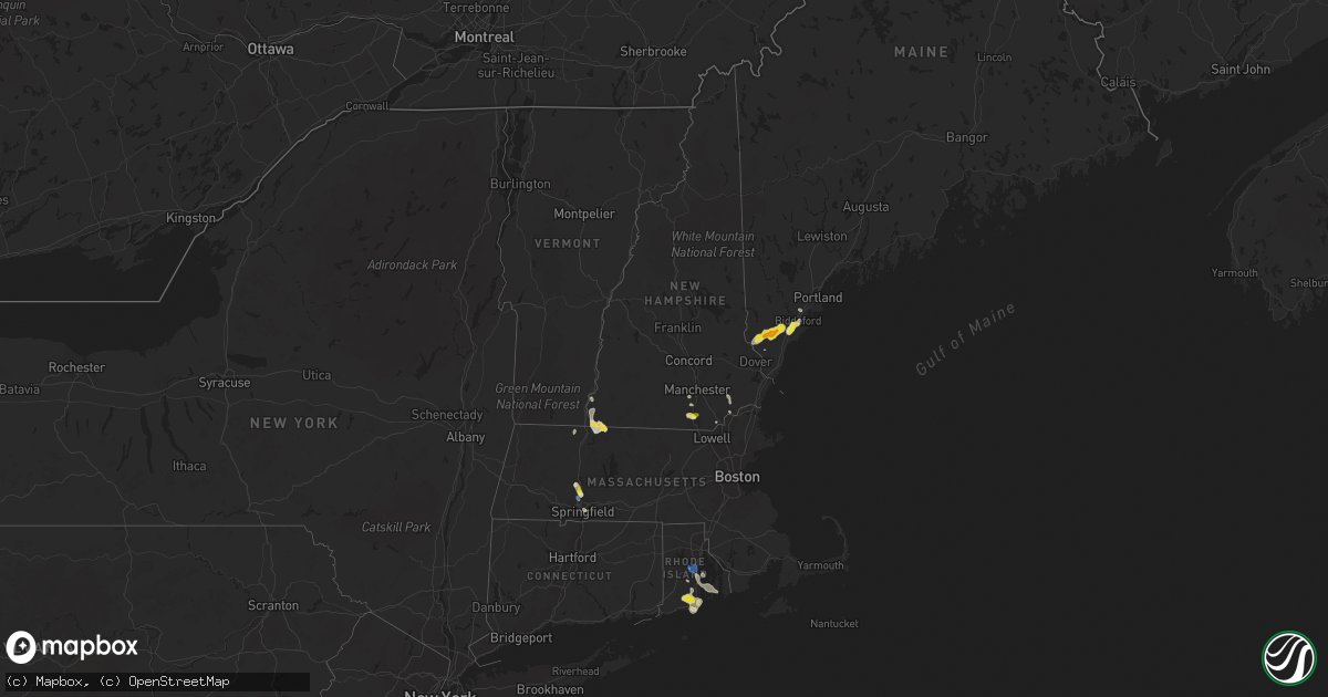 Hail map in New Hampshire on July 14, 2020