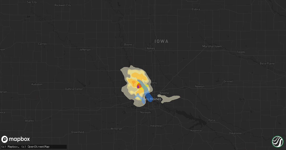 Hail map in Polk City, IA on July 14, 2020