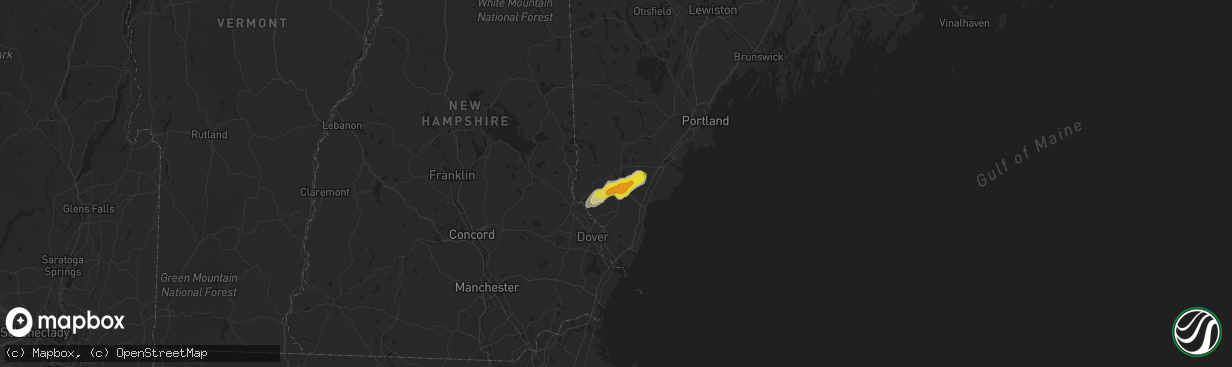 Hail map in Sanford, ME on July 14, 2020