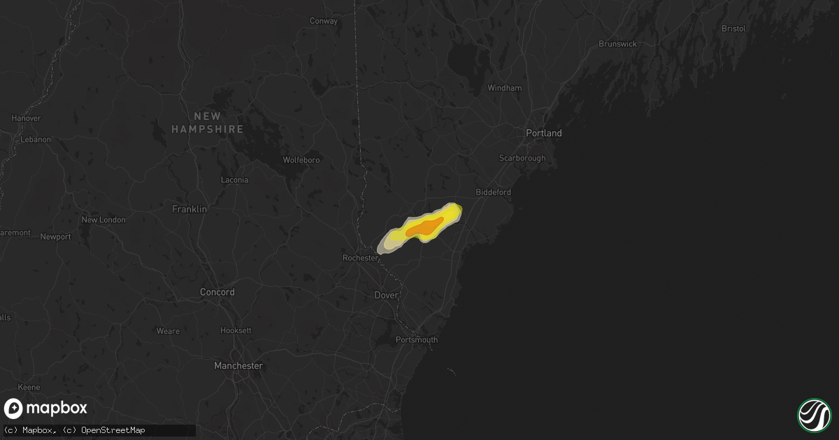Hail map in Sanford, ME on July 14, 2020