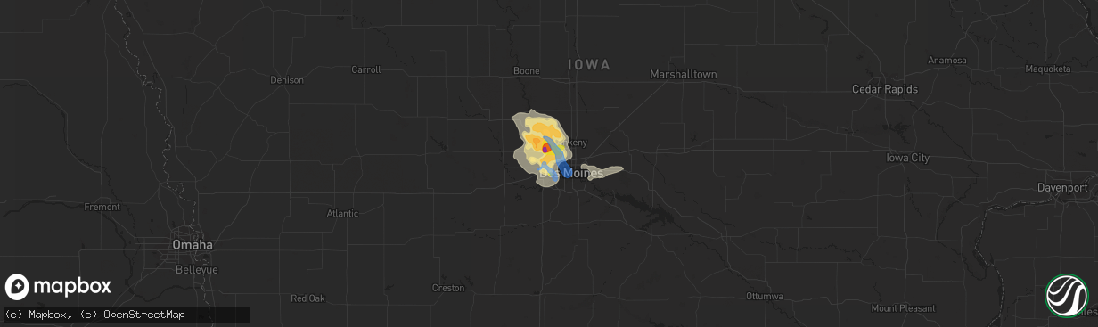 Hail map in Urbandale, IA on July 14, 2020